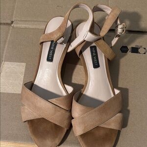 Nine West Tan Heeled Sandals with Ankle Straps